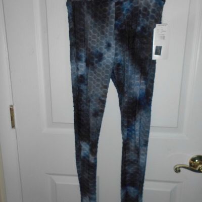 EYE CANDY SCATTER TIE DYE BLACK COMBO RAISED LEGGING JEGGING PANTS SZ MEDIUM